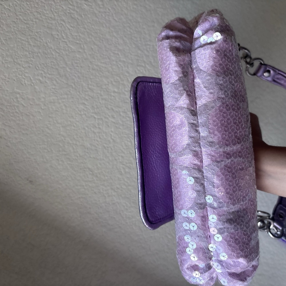 Vtg COACH Poppy Pink Purple Sequin Signature C Shoulder Bag Mcbling Y2K - Picture 7 of 14